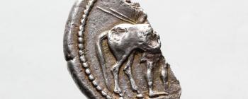 Image for BSH2: Silver octadrachm of the Bisaltai (Thrace), fragment, c. 465 BC.  Kraay and Moorey 1981, no.2 (SNG Ashmolean III 2244). [Obverse]