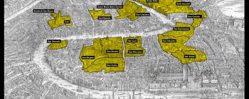 Image for A map of the location of a number of printing shops operating in Venice, based on archival research